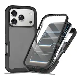 UUCOVER - Matte Translucent Case for Apple iPhone 18 Pro, 360° Full Body Cover with Built-in Screen Protector Shockproof Case - Black