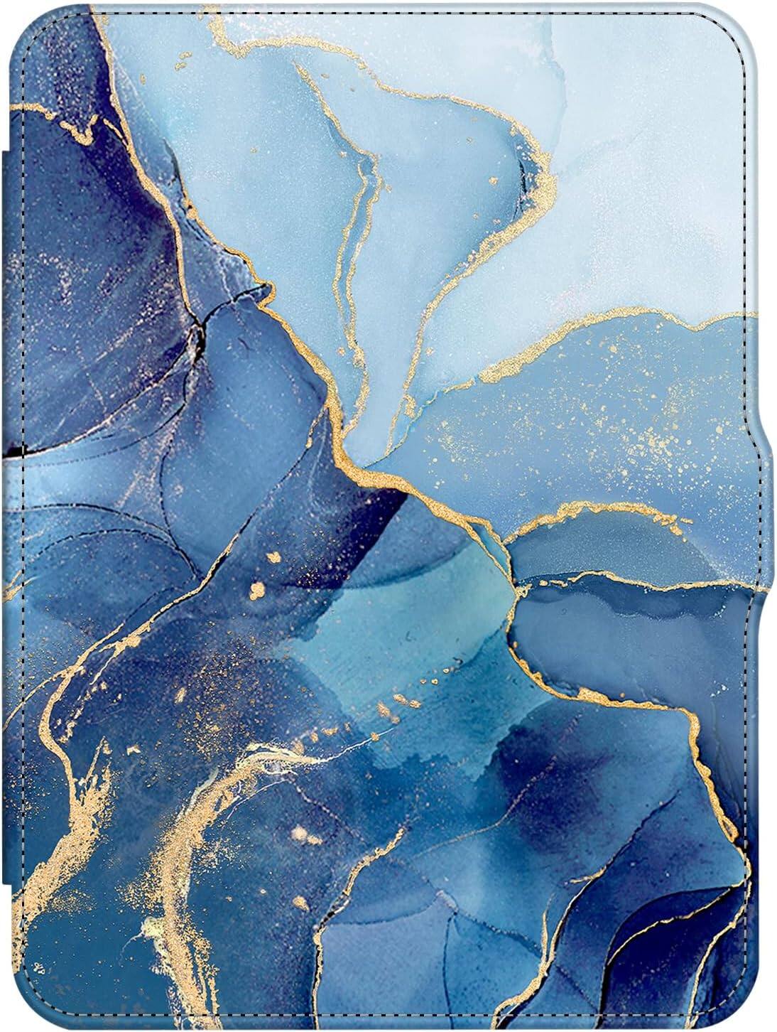 Alt View 5. Fintie - Case for 7" Kindle Paperwhite 12th Gen 2024 & Kindle Colorsoft Lightweight Slim Hard Back Shell Cover w/Hand Strap - Ocean Marble.