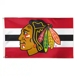 WinCraft - Chicago Blackhawks 3' x 5' Team Stripe Deluxe Single-Sided Flag - Multicolor