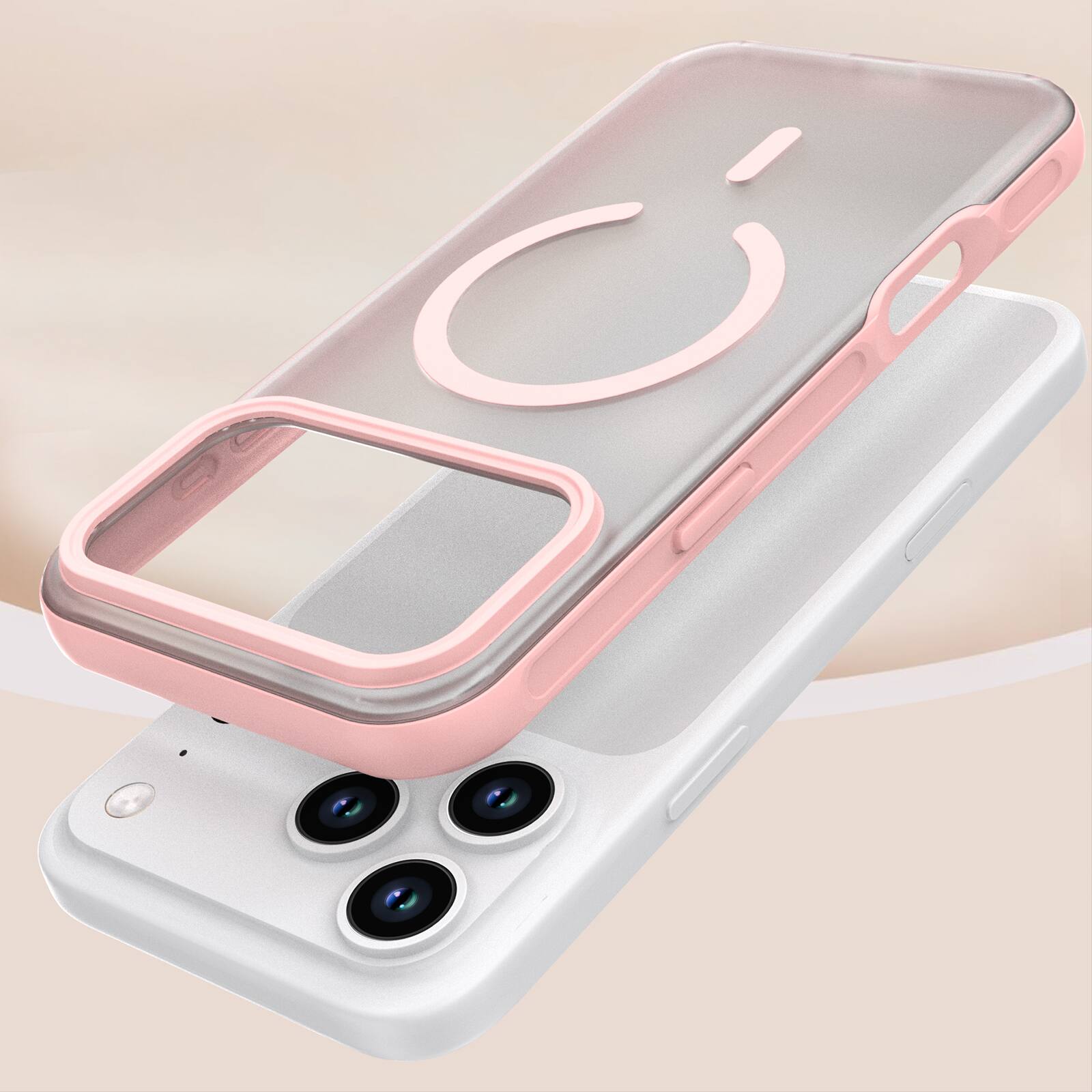 Alt View 3. Dteck - Magnetic Case for Apple iPhone 17 Pro,Mag Safe Compatible,Matte Shockproof Protective Cover,Skin Feel Rugged Case - Pink.