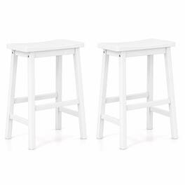 Gymax - Saddle-Seat Counter Height Stools Set of 2 Backless Barstools w/ Curved Seat - White
