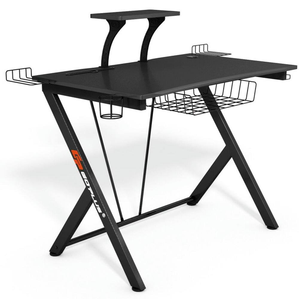 Alt View 7. Pefilos - Multifunctional E-Sport Gaming Desk with Headset Hook & Cup Holder, Office Desk, Gaming Computer Desks for Study - Black.