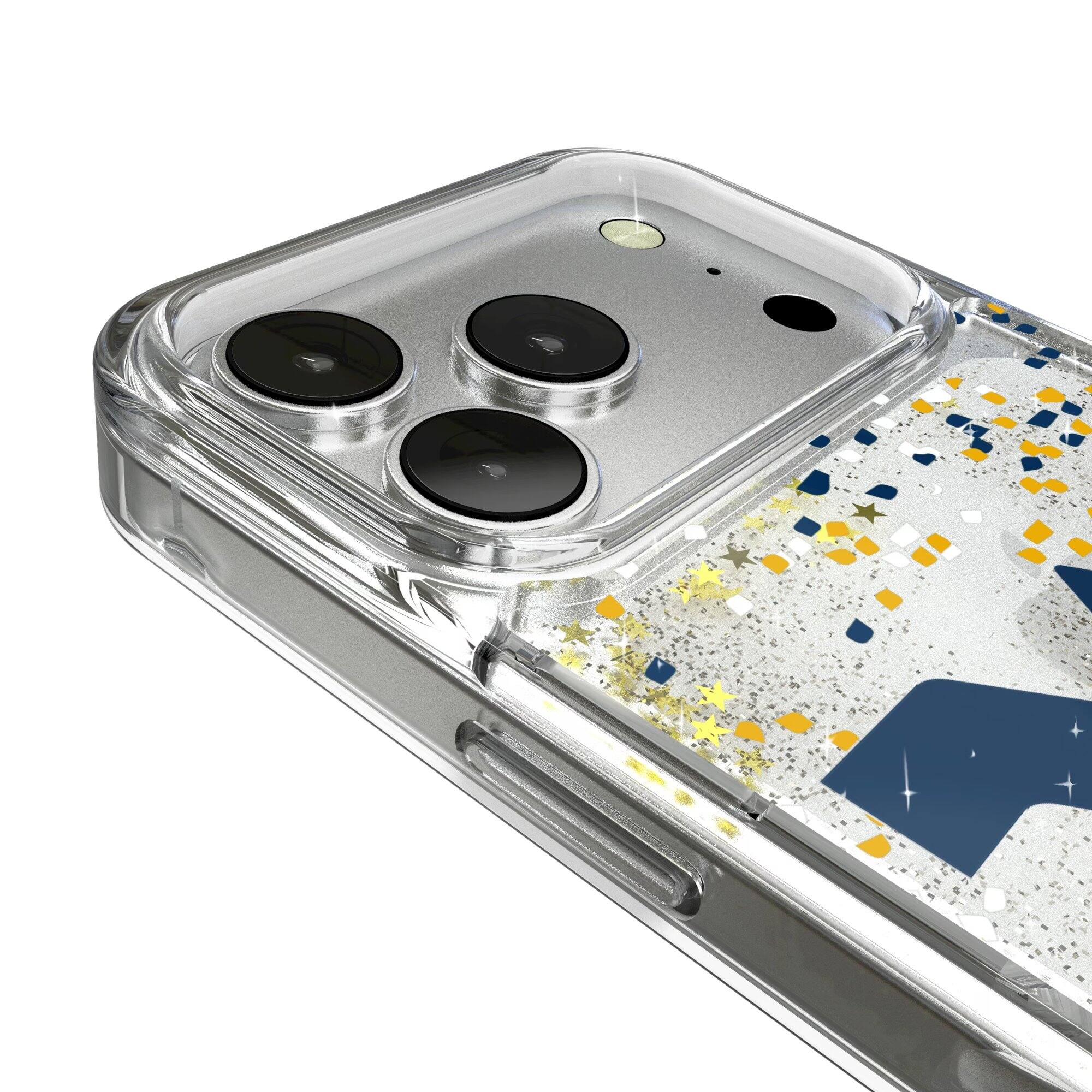 Alt View 2. Keyscaper - West Virginia Mountaineers iPhone Glitter Confetti Design Case - 14 Pro Max - Multicolor.