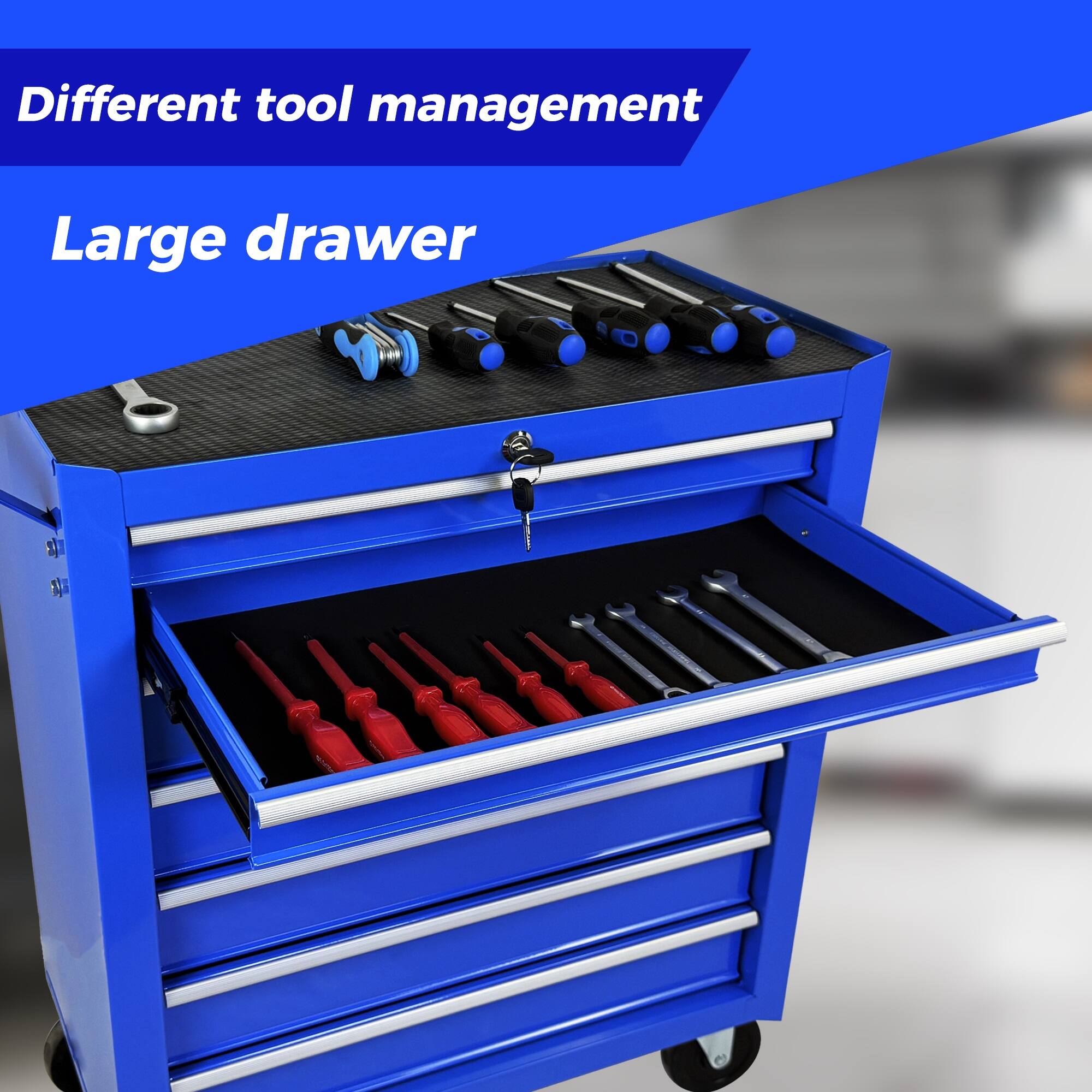 Different tool management  
Large drawer