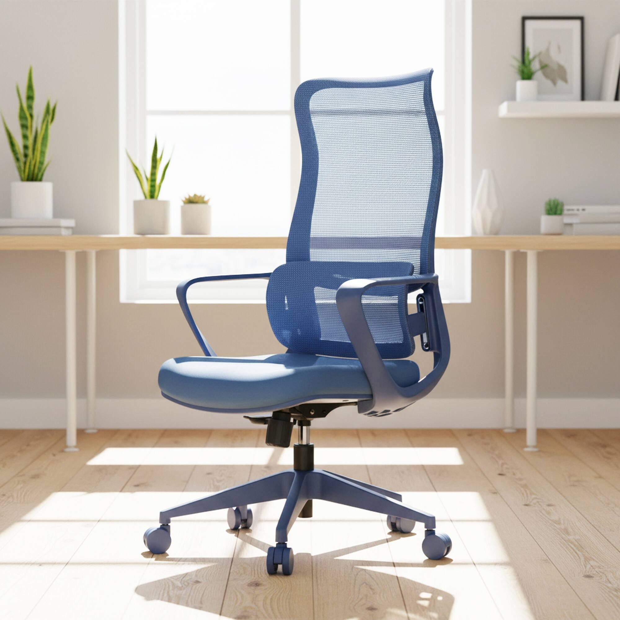 Alt View 1. Boyel Living - High-Back Ergonomic Mesh Executive Office Chair with Adjustable Lumbar Support - Blue.