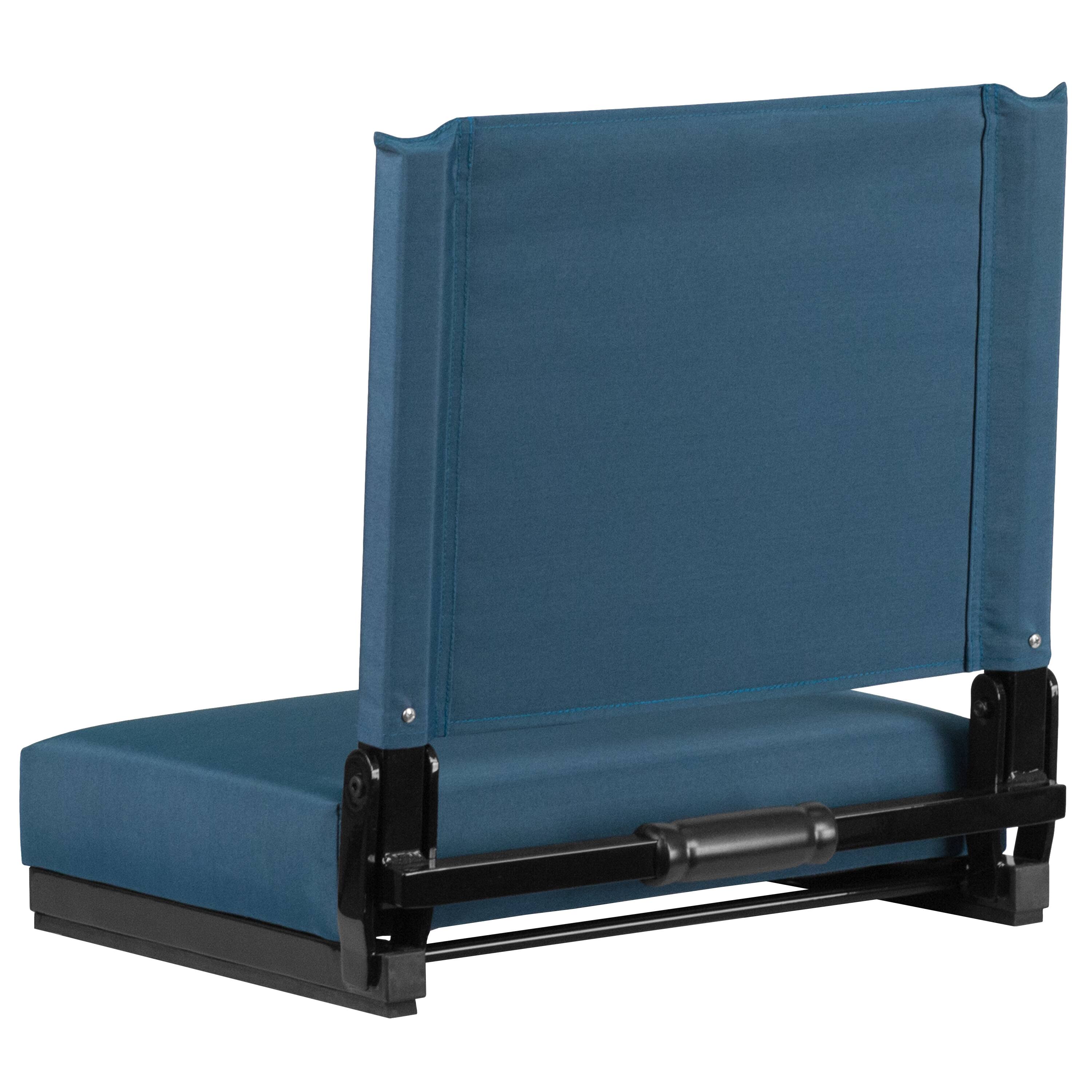 Alt View 5. Emma + Oliver - 500 lb. Rated Lightweight Stadium Chair with Handle & Ultra-Padded Seat - Teal.