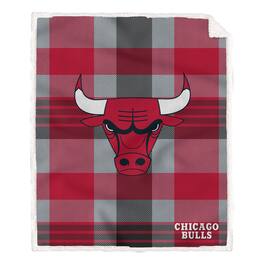 Pegasus - Chicago Bulls 60" x 70" Plaid Steel Royal Plush Sherpa Blanket - Multicolor