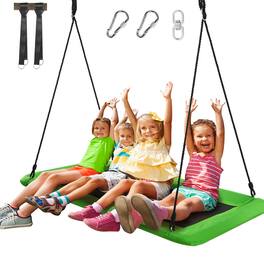 Gymax - 60'' Kids Giant Tree Rectangle Swing 700 lbs w/ Adjustable Hanging Ropes - Green