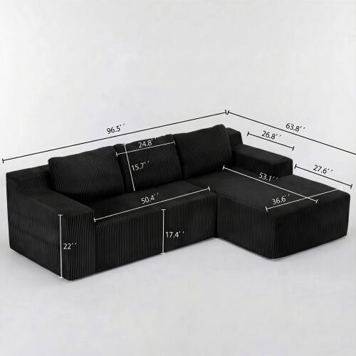 96.5" x 24.8" 15.7" x 50.4" 63.8" 26.8" 27.6" 53.1" 36.6" 22" 17.4"