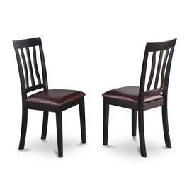 East West Furniture - 7 Pc Kitchen table set with a Dining Table and 6 Leather Kitchen Chairs in Black - Black & Cherry