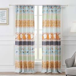 Barefoot Bungalow - Carlie High Quality Light Filtering Window Panel Pair - Each 42"x84" - Calico stripe