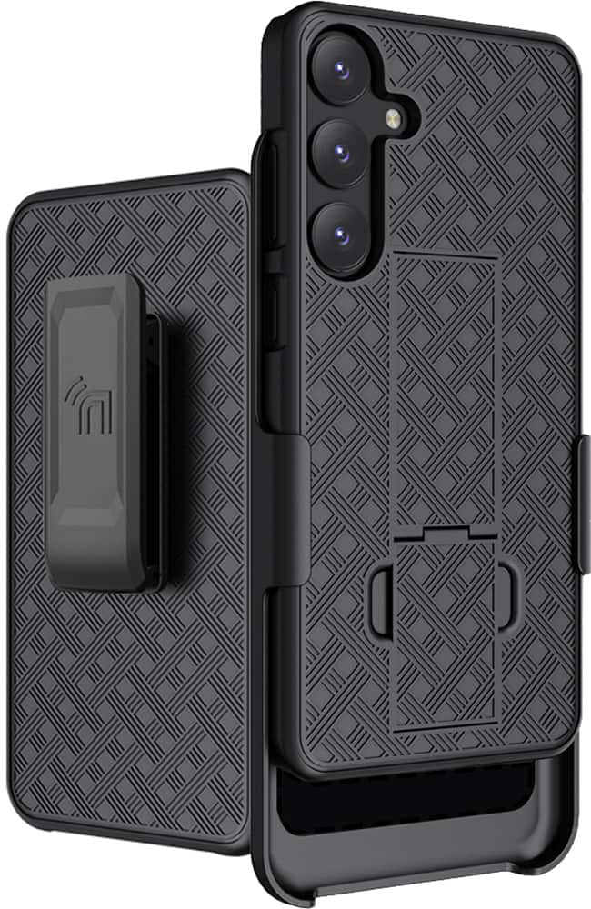 Nakedcellphone - Combo for Samsung Galaxy S25 Plus Phone - Slim Case and Belt Clip Holster - Black