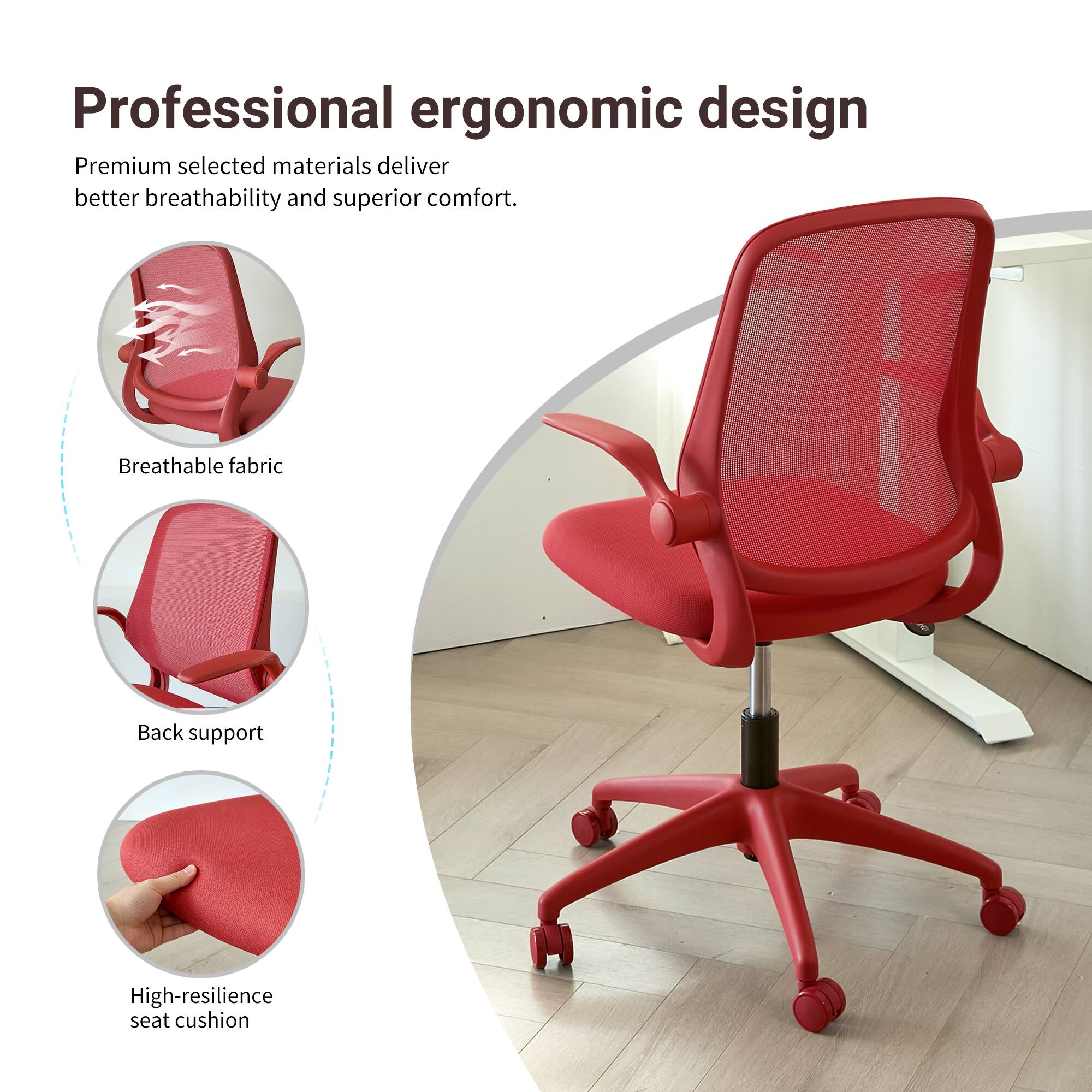 Professional ergonomic design

Premium selected materials deliver better breathability and superior comfort.

- Breathable fabric
- Back support
- High-resilience seat cushion