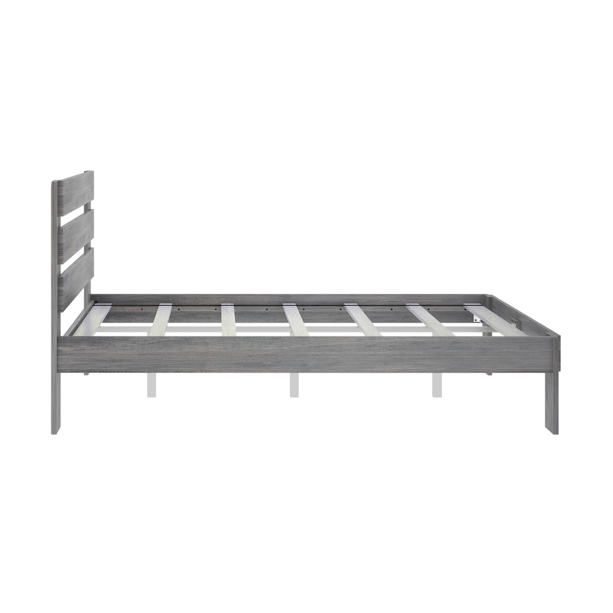 Alt View 3. Plank+Beam - Farmhouse Queen Bed with Plank Headboard, Driftwood - Driftwood.