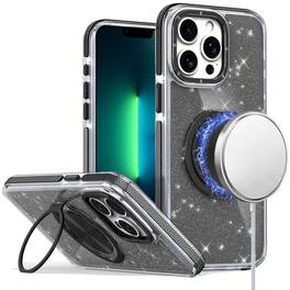 Kitcheniva - Shimmering Full Glitter Rotating Ring Stand Case For iPhone 13 Pro Max - Black