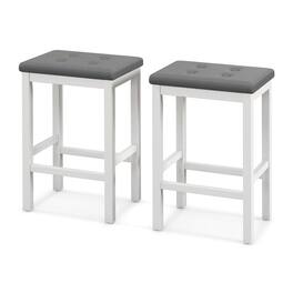 Ecooso - Counter Height Bar Stools Set of 2, 24 Inch Padded Seat with Footrest and Wood Frame - White