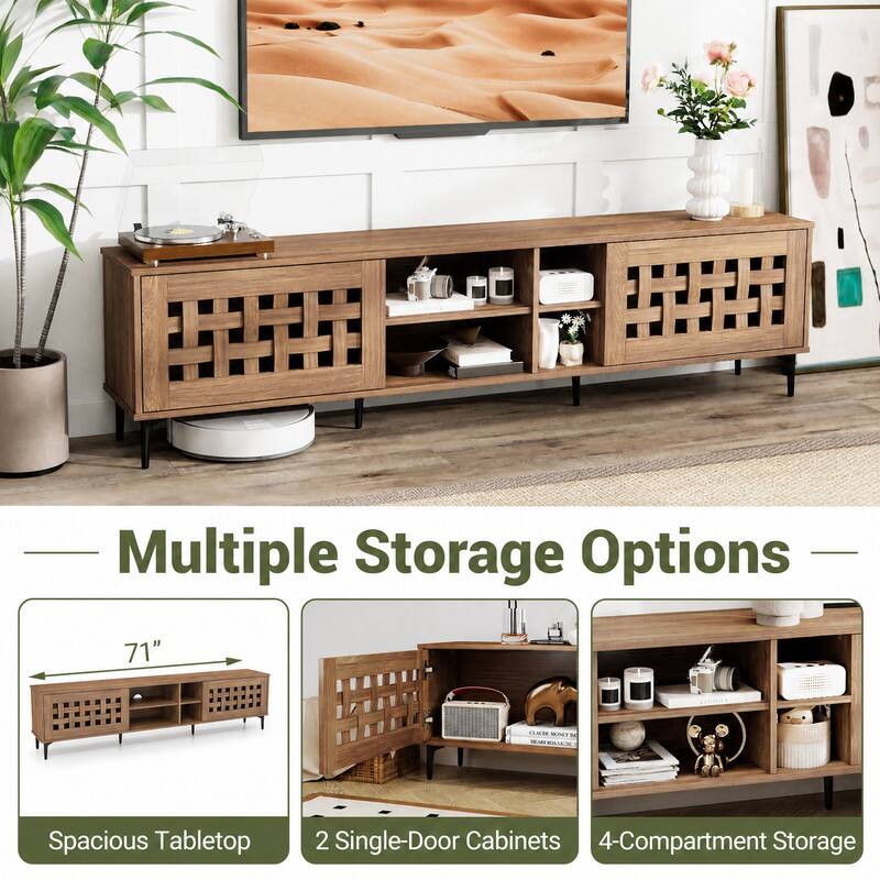 Multiple Storage Options

71"

Spacious Tabletop

2 Single-Door Cabinets

4-Compartment Storage