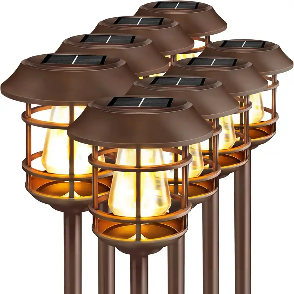 MOSZAR LLC - Solar Garden Pathway Lights 8PK Waterproof Auto-on/Off Landscape - Brown