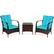 Back. Costway - 3 PCS Patio Wicker Rattan Furniture Set Coffee Table & 2 Rattan Chair W/Cushions - Turquoise.