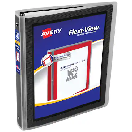 1 N - H0a TaA Peesi View RER AVERY. Flexi-View. FLEXIBLE AND PORTABLE PAGE POCKET TITLE Personalization for Easy PRESENTATION CONTENT WEB MARKETING