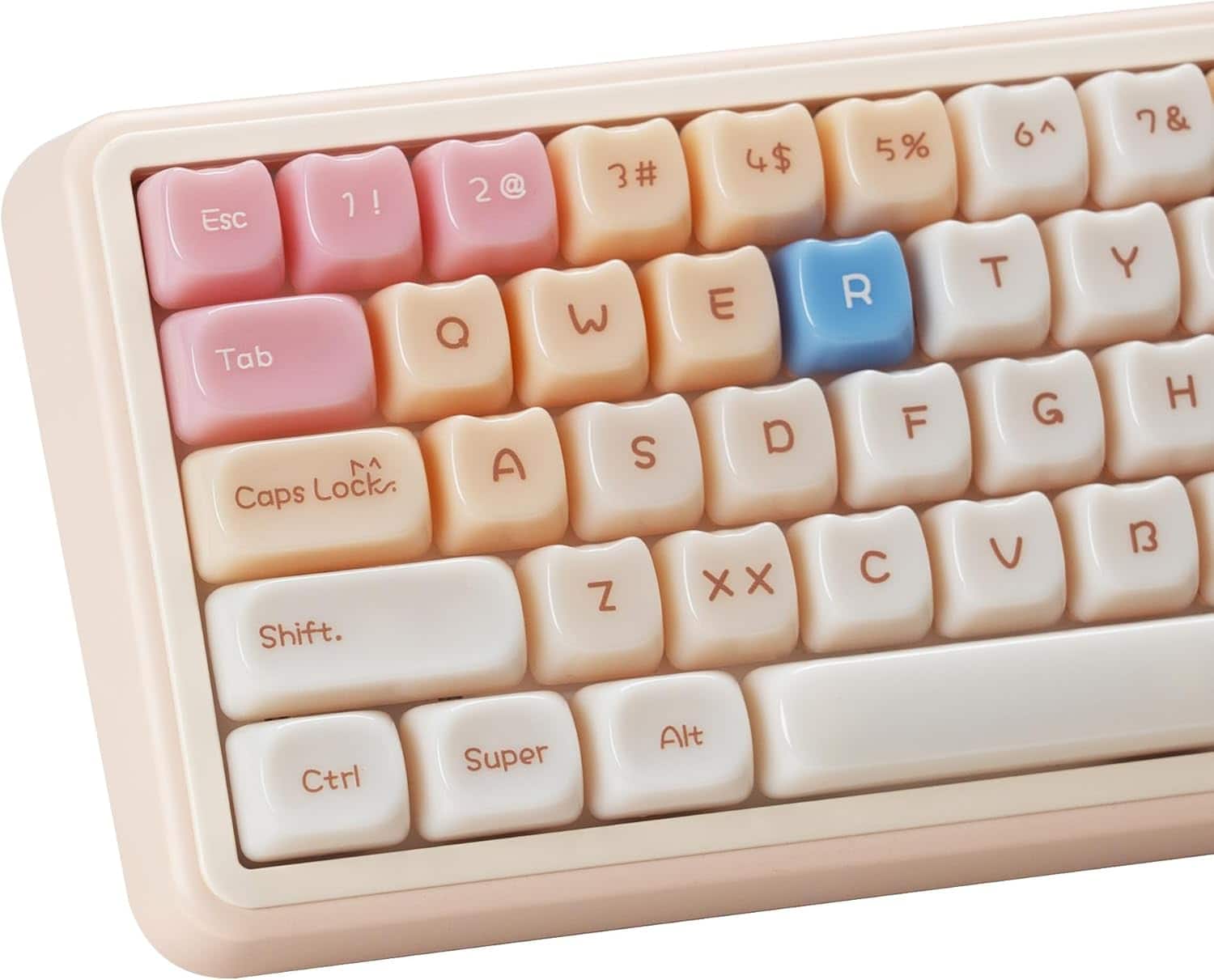 Womier - Jelly Jade Keycaps, Translucent Cute Ragdoll Cat Mao Profile Key caps for All US Layout Mechanical Keyboard - Pink