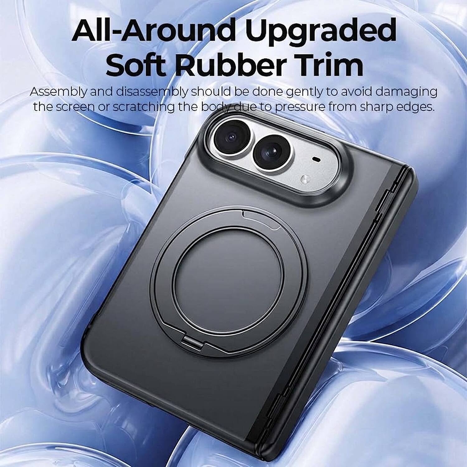 All-Around Upgraded Soft Rubber Trim

Assembly and disassembly should be done gently to avoid damaging the screen or scratching the body due to pressure from sharp edges.