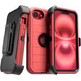 RomeTech - Defender Case for Apple iPhone 16e - Red / Black