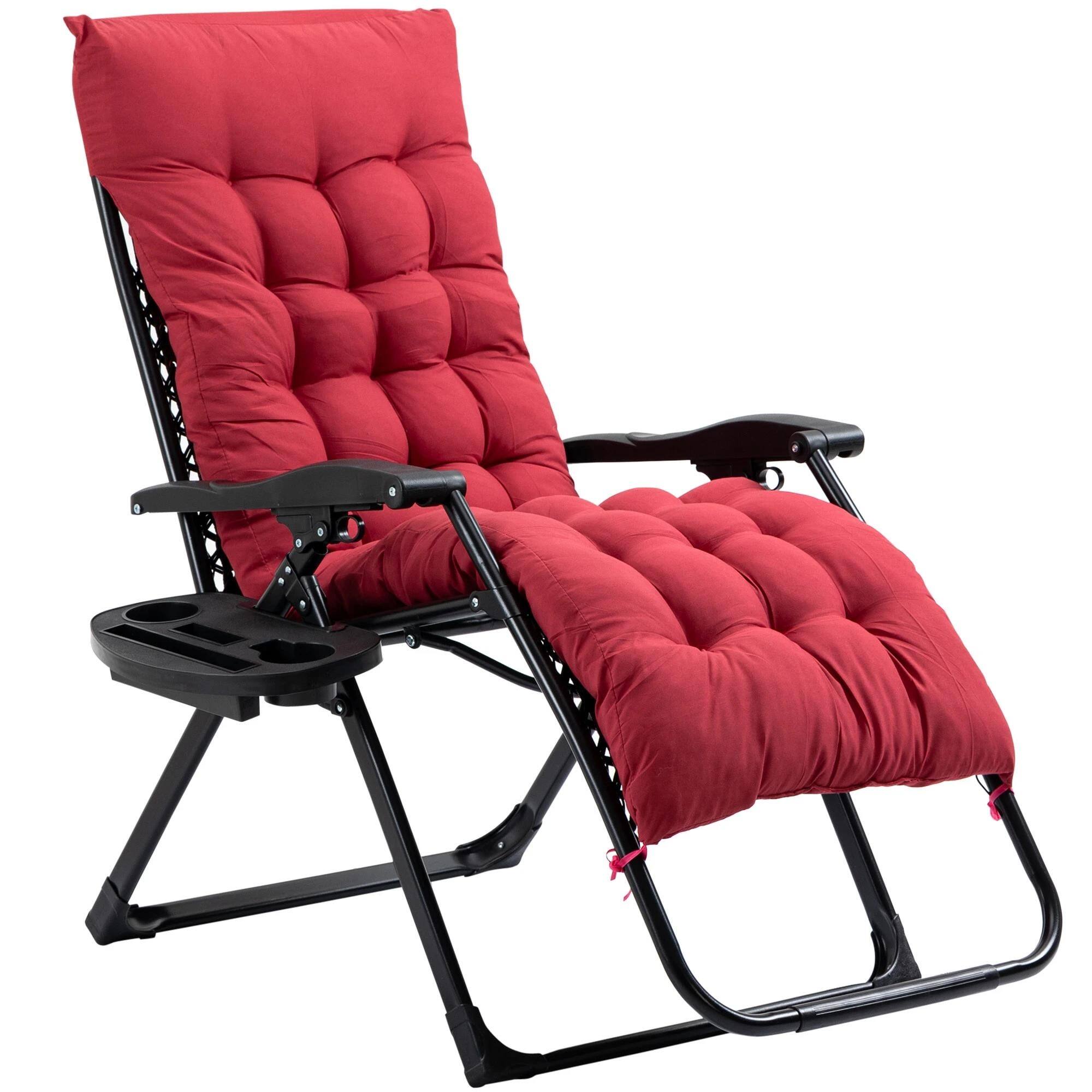 Resenkos - Zero Gravity Recliner, Comfortable Folding Chair with Cup Holder, Perfect for Relaxation - Red