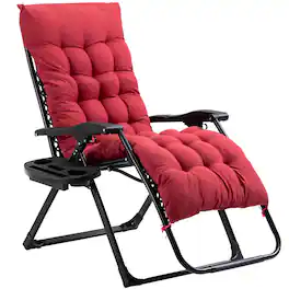 Resenkos - Zero Gravity Recliner, Comfortable Folding Chair with Cup Holder, Perfect for Relaxation - Red