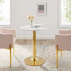 Front. Modway - Verne 28" Artificial Marble Dining Table by Modway - Gold White.
