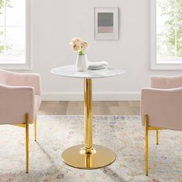 Verne 28" Artificial Marble Dining Table by Modway - Gold White
