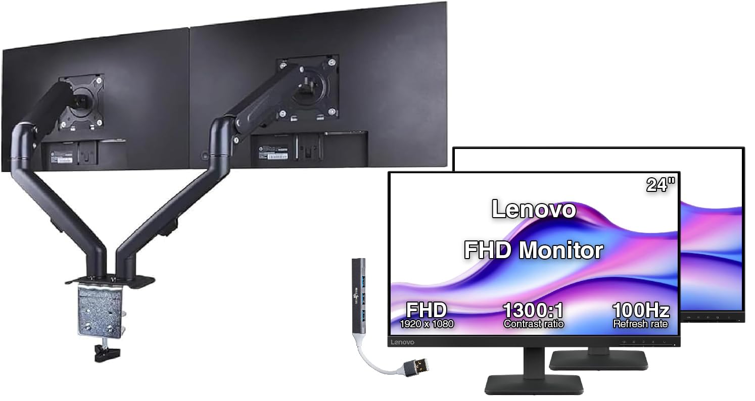 Lenovo  
24"  
FHD Monitor  
FHD 1920 x 1080  
1300:1 Contrast ratio  
100Hz Refresh rate
