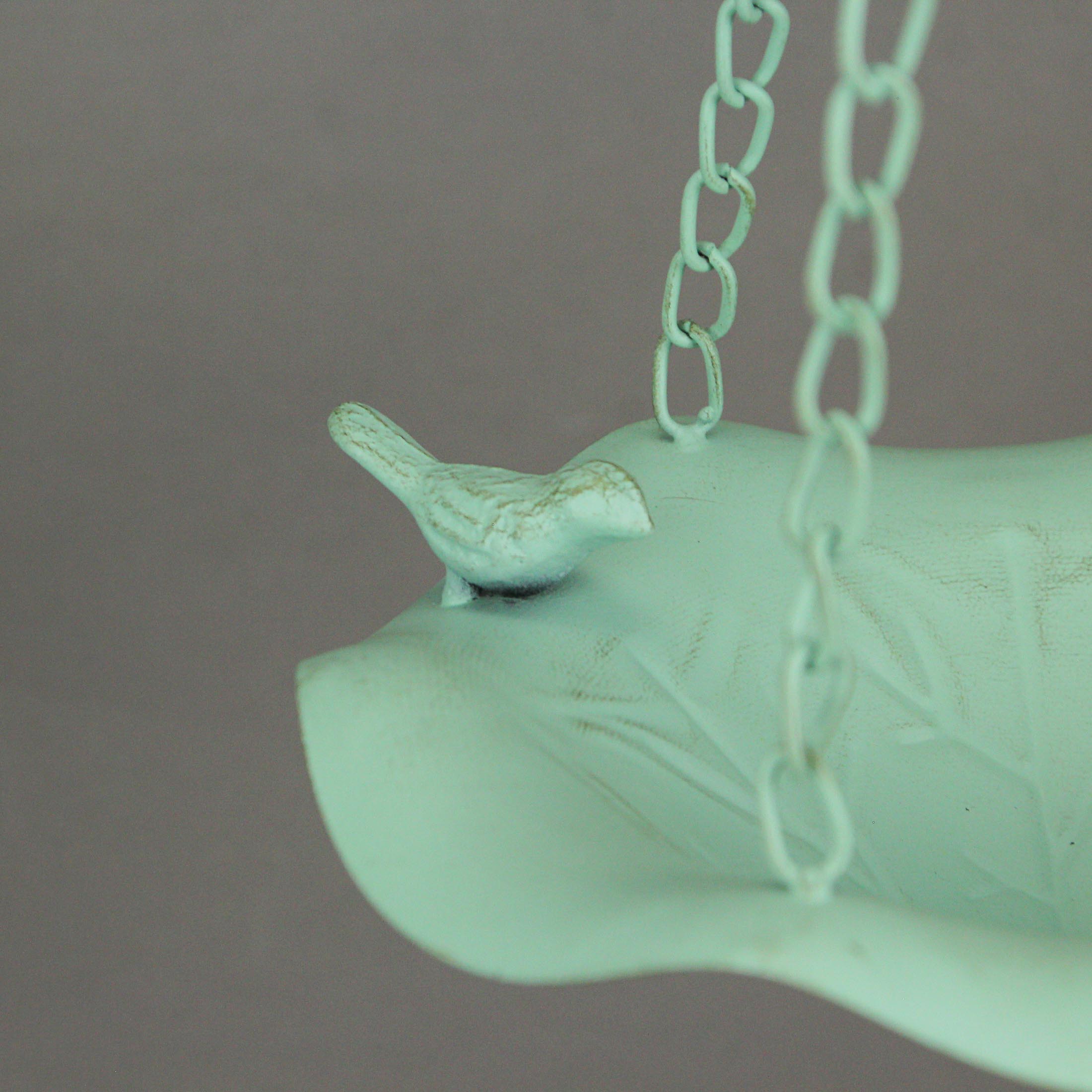 Alt View 2. Transpac - White and Green Metal Hanging Bird Feeder Outdoor Decorative Seed Tray Garden Decor - Multicolored.