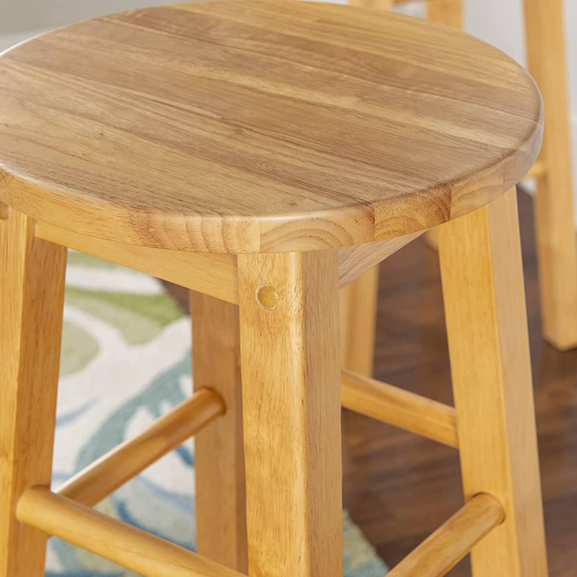 Alt View 3. PJ Wood - PJ Wood Classic Round Seat 29" Tall Kitchen Counter Stools, Natural (Set of 8) - Natural/Brown.