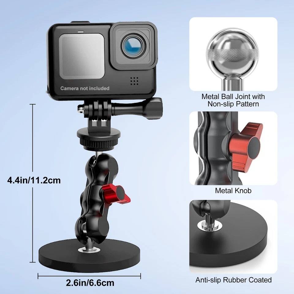 Camera not included

Metal Ball Joint with Non-slip Pattern

4.4in/11.2cm

Metal Knob

2.6in/6.6cm

Anti-slip Rubber Coated