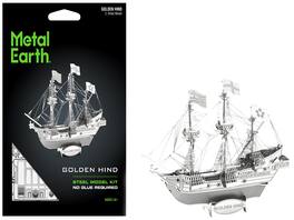 Model Kit Golden Hind Galleon (Moderate Difficulty) Steel Model by Metal Earth - Silver