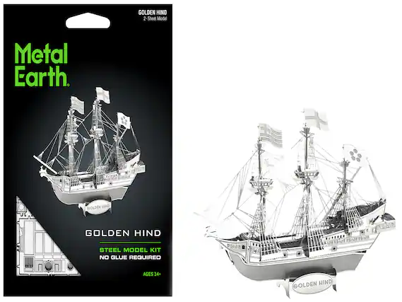 Metal Earth
GOLDEN HIND
2-Sheet Model
GOLDEN HIND
STEEL MODEL KIT
NO GLUE REQUIRED
AGES 14+