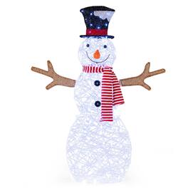 WELLFOR - Lighted Christmas Snowman with 80 Cool LED Lights and Stakes - White