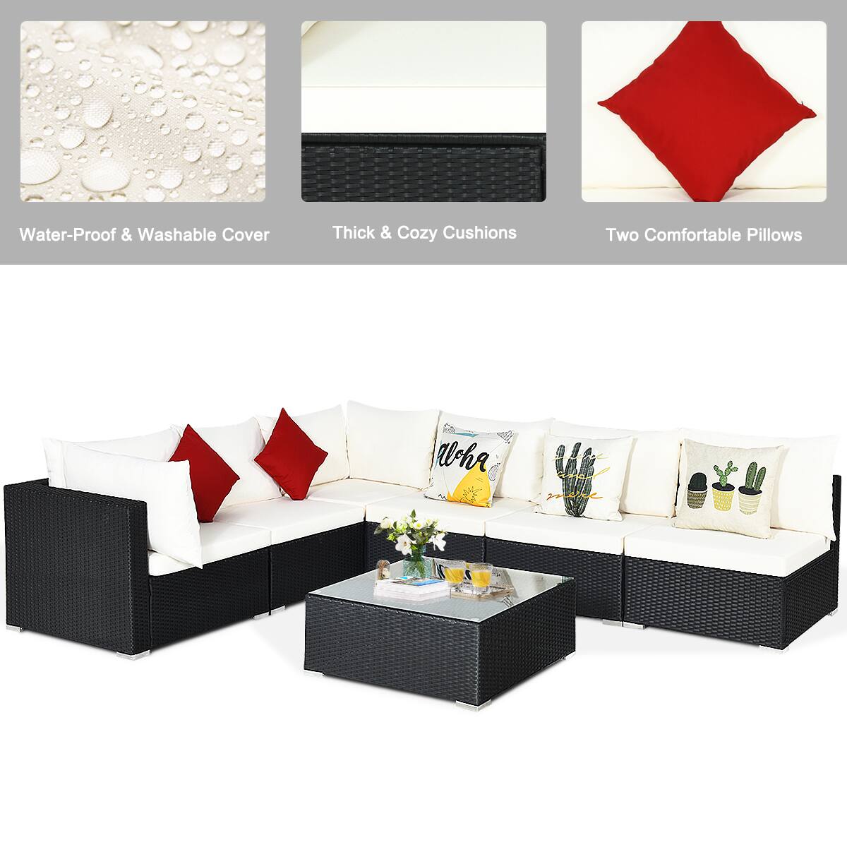 Water-Proof & Washable Cover  
Thick & Cozy Cushions  
Two Comfortable Pillows