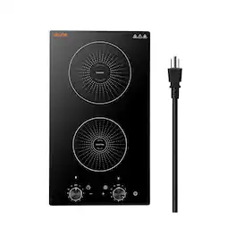 VEVOR - Induction Cooktop 12in 2 Burners Built-in Electric Stove 110V 1800W, Low-Power Continuous Heating, Countertop Induction - Black