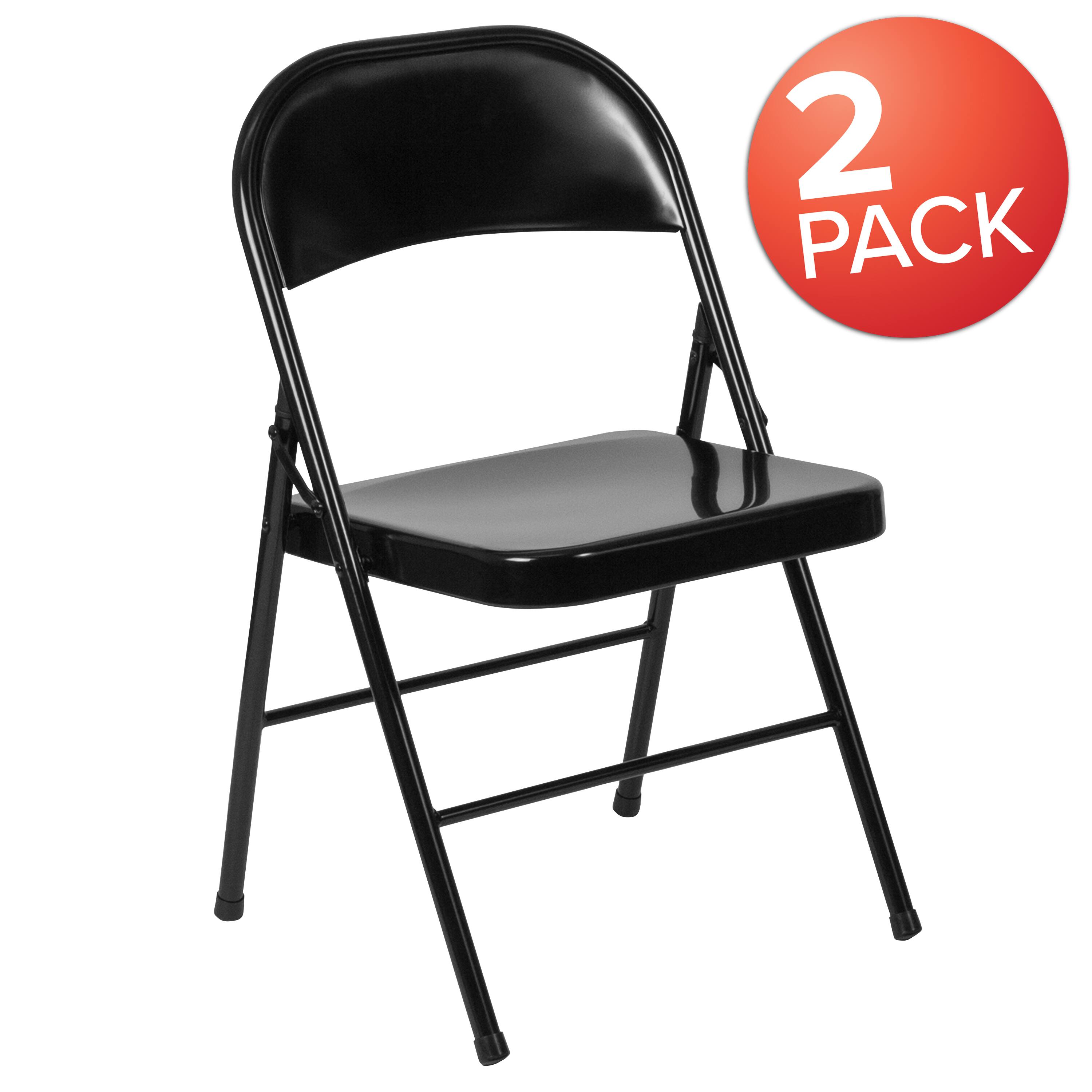 Alt View 1. Emma + Oliver - 2 Pack Home & Office Double Braced Party Events Steel Metal Folding Chair - Black.