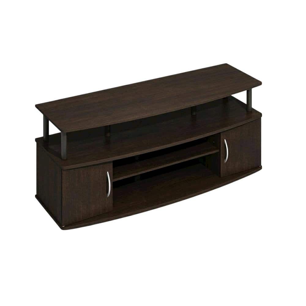 FurniFact - Large Entertainment Center for TVs up to 55 inches with Storage - Darkwood
