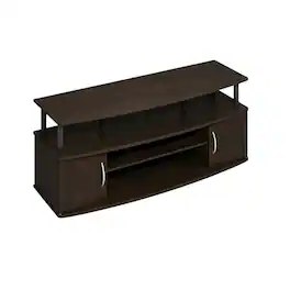 FurniFact - Large Entertainment Center for TVs up to 55 inches with Storage - Darkwood