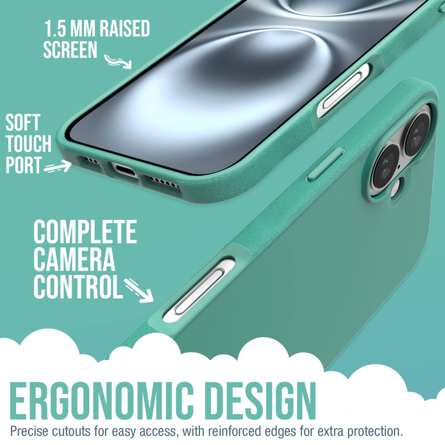 1.5 MM RAISED SCREEN  
SOFT TOUCH PORT  
COMPLETE CAMERA CONTROL  
ERGONOMIC DESIGN  

Precise cutouts for easy access, with reinforced edges for extra protection.