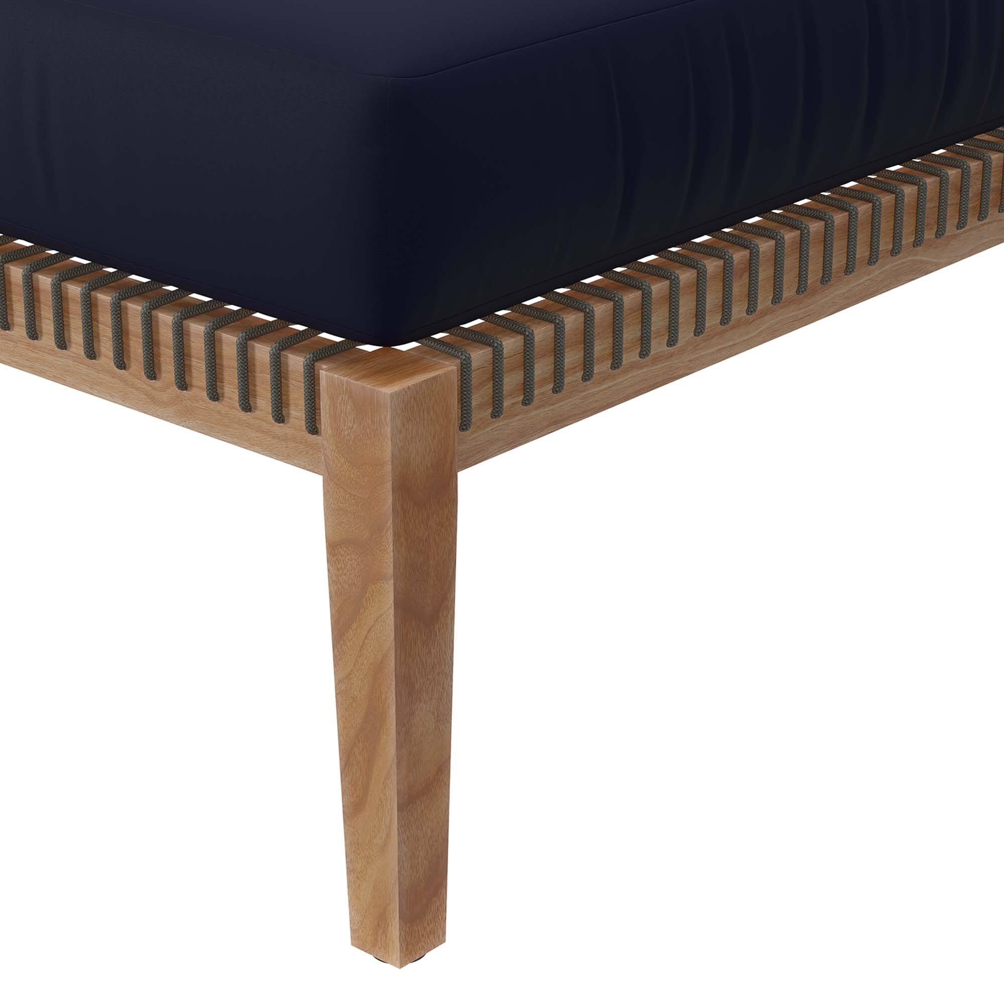 Alt View 3. Modway - Clearwater Outdoor Patio Teak Wood Ottoman by Modway - Gray Navy.