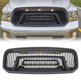 AMERICAN MODIFIED - Rebel Grille with Amber Lights for 2013-2018 Dodge Ram 1500 - 13-18 Ram 1500 Rebel (w/ Amber DRL)