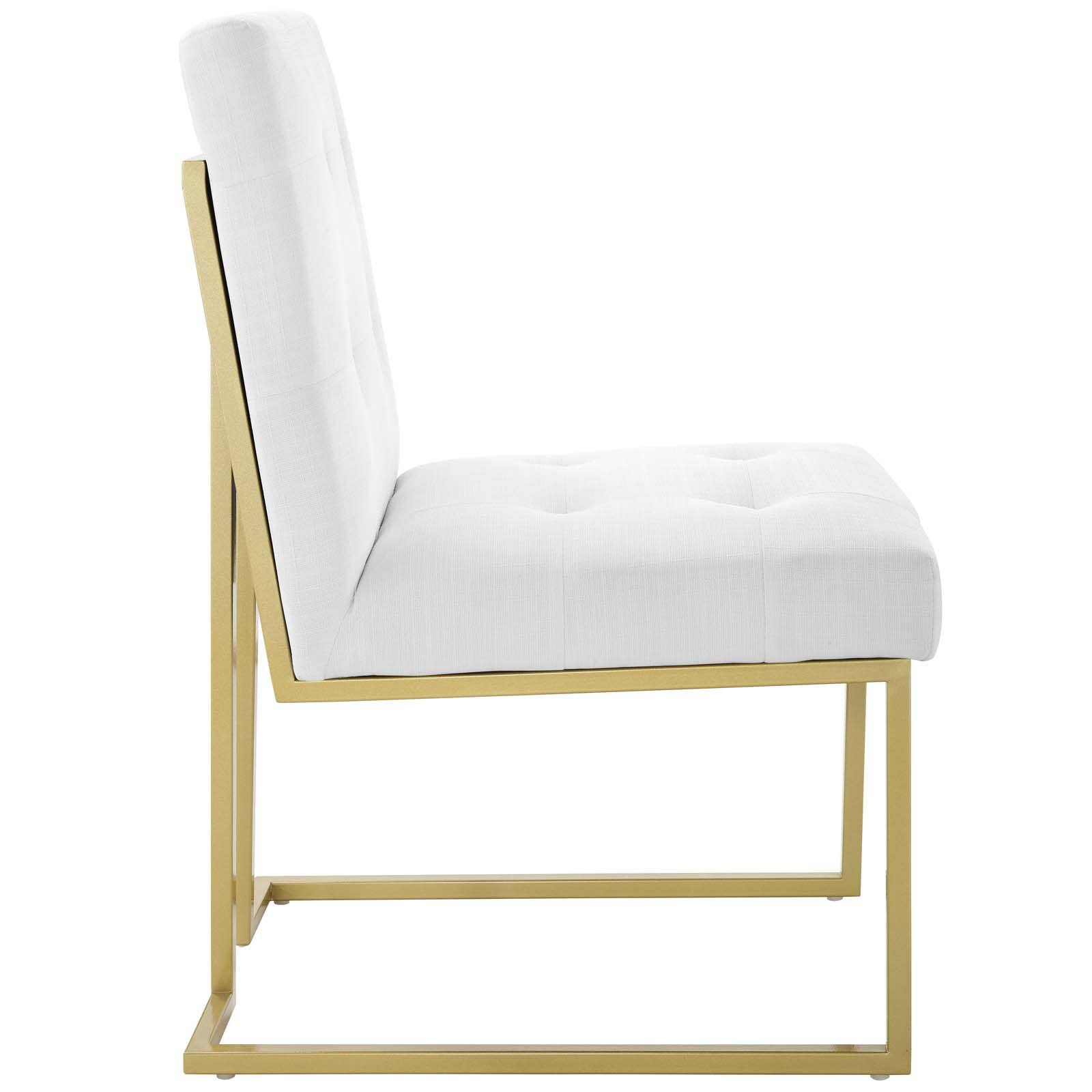Back. Modway - Privy Gold Stainless Steel Upholstered Fabric Dining Accent Chair by Modway - Gold White.