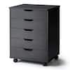 Front. Costway - Costway 5 Drawer Chest Storage Dresser Floor Cabinet Organizer with Wheels - Black.