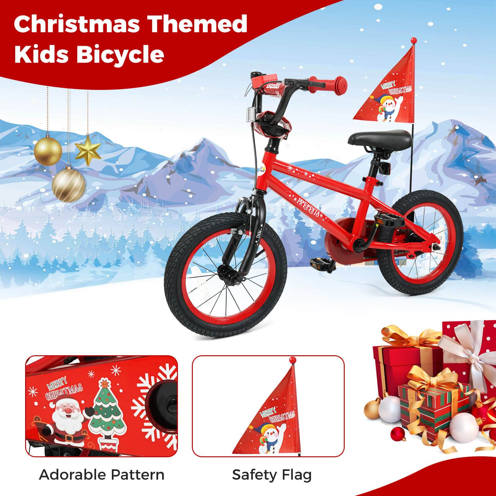 Christmas Themed Kids Bicycle

Adorable Pattern

Safety Flag
