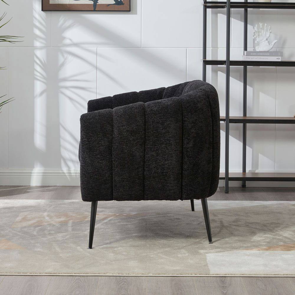 Alt View 5. Kadyn - 50.2'' Wide Upholstered Mini Loveseat Accent Couch, Modern Settee with Metal Legs, 2-Seater Sofa for Living Room, Black - Black.